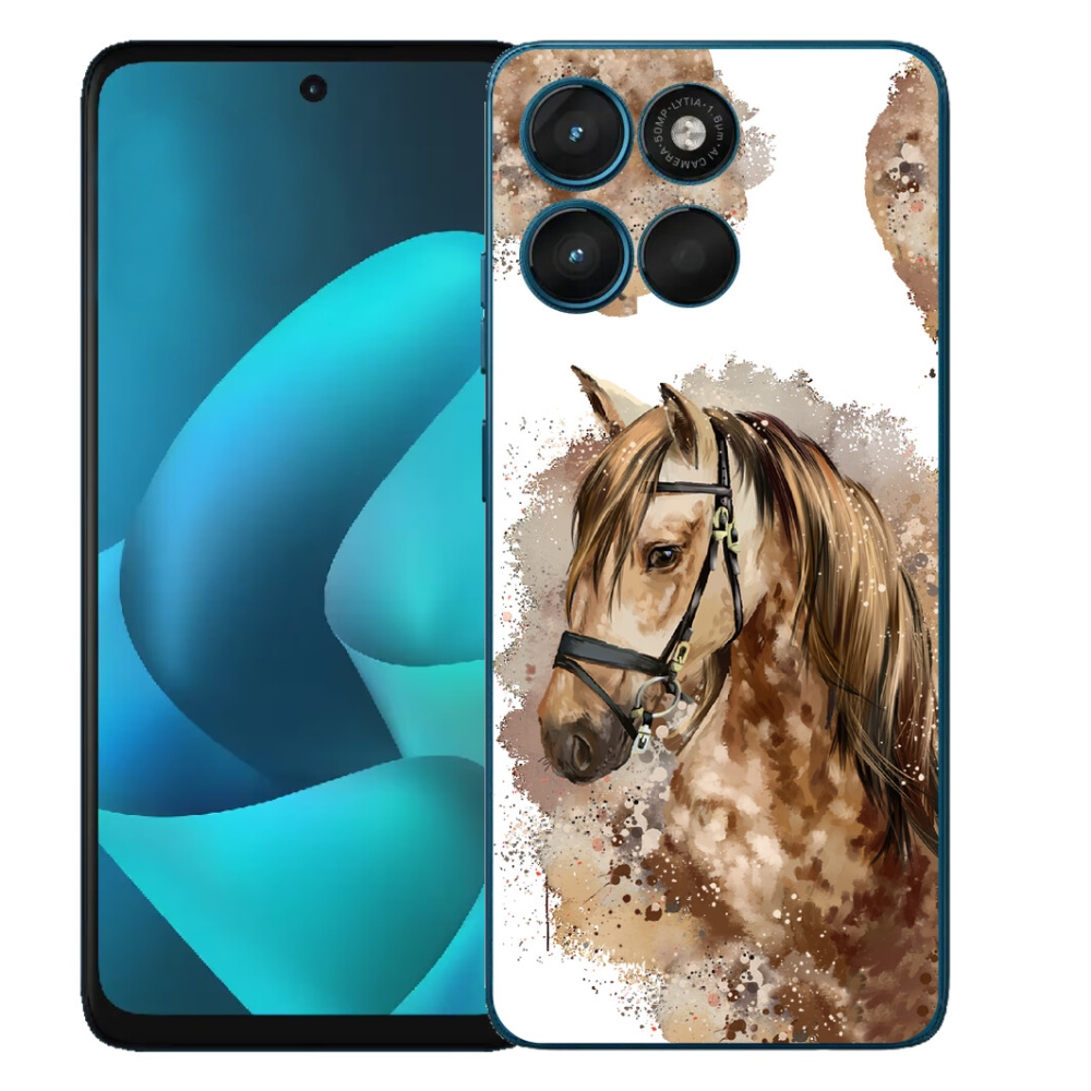 Gelový kryt mmCase na Motorola Moto G57 Power - hnědý kreslený kůň