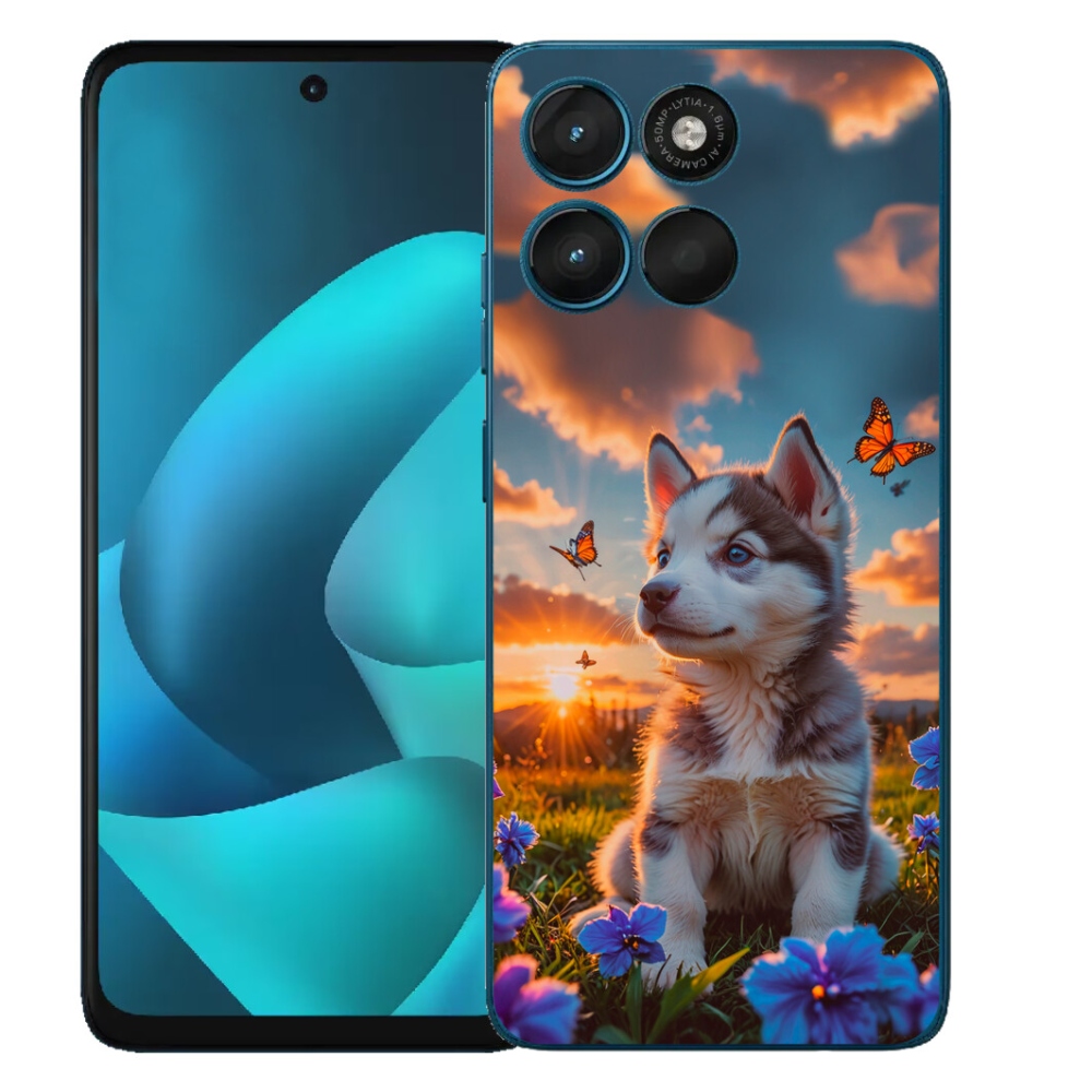 Gelový kryt mmCase na Motorola Moto G57 Power - husky při západu slunce