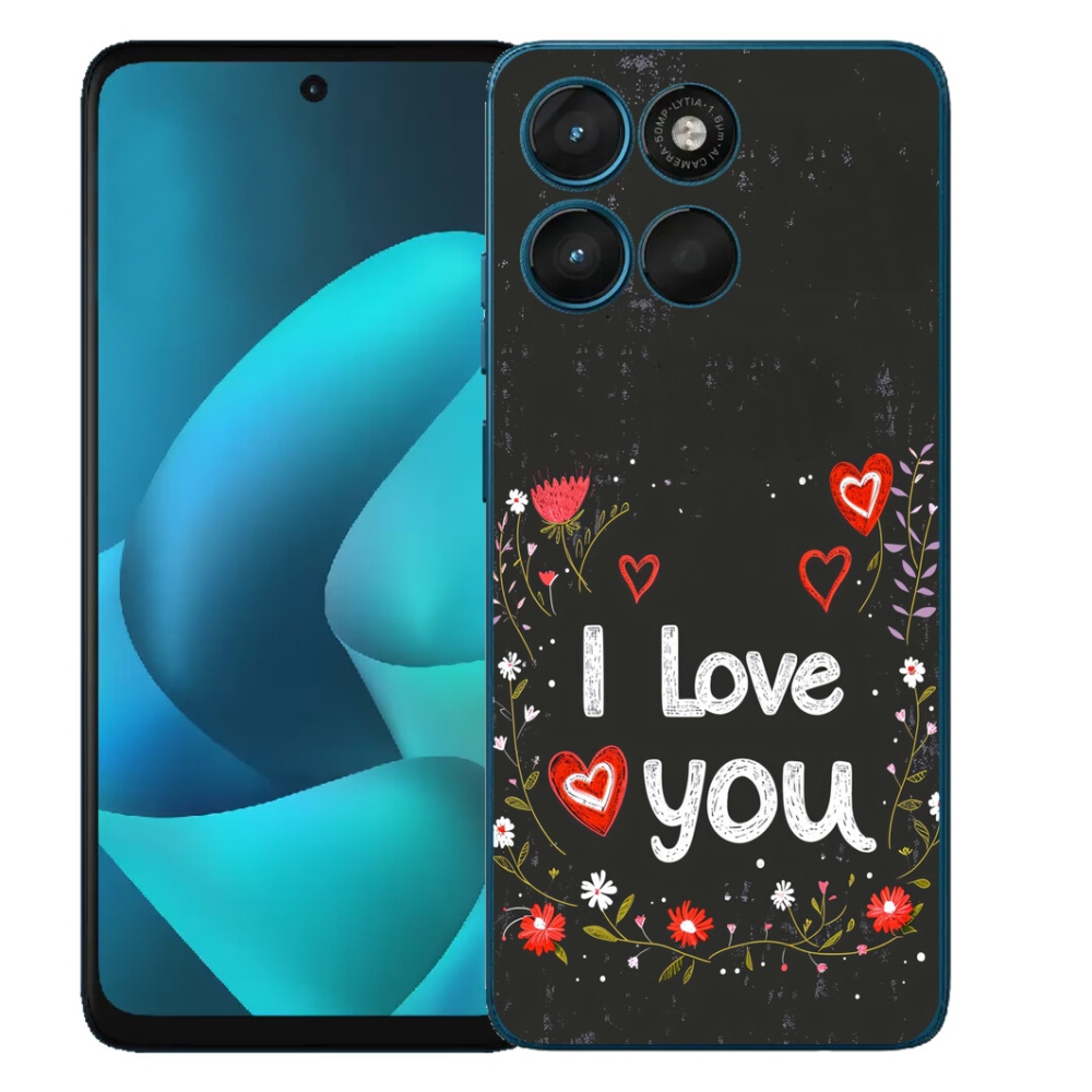 Gelový kryt mmCase na Motorola Moto G57 Power - I love you černé pozadí
