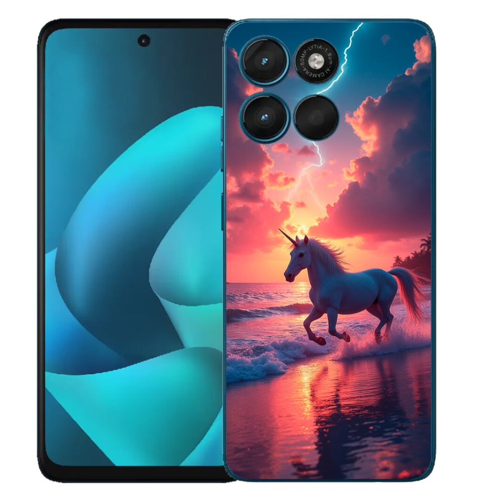 Gelový kryt mmCase na Motorola Moto G57 Power - jednorožec na pláži