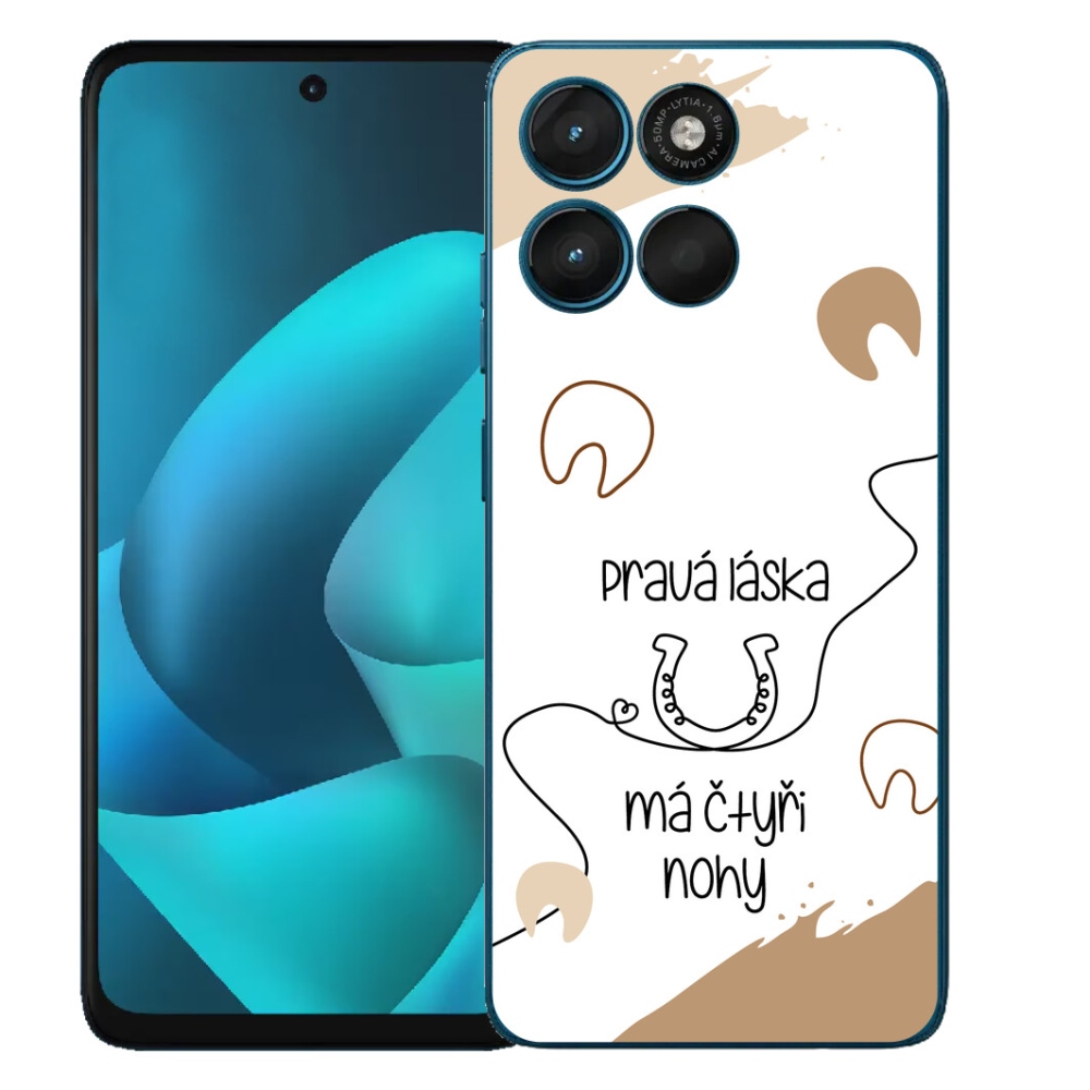 Gelový kryt mmCase na Motorola Moto G57 Power - koňský motiv bílé pozadí