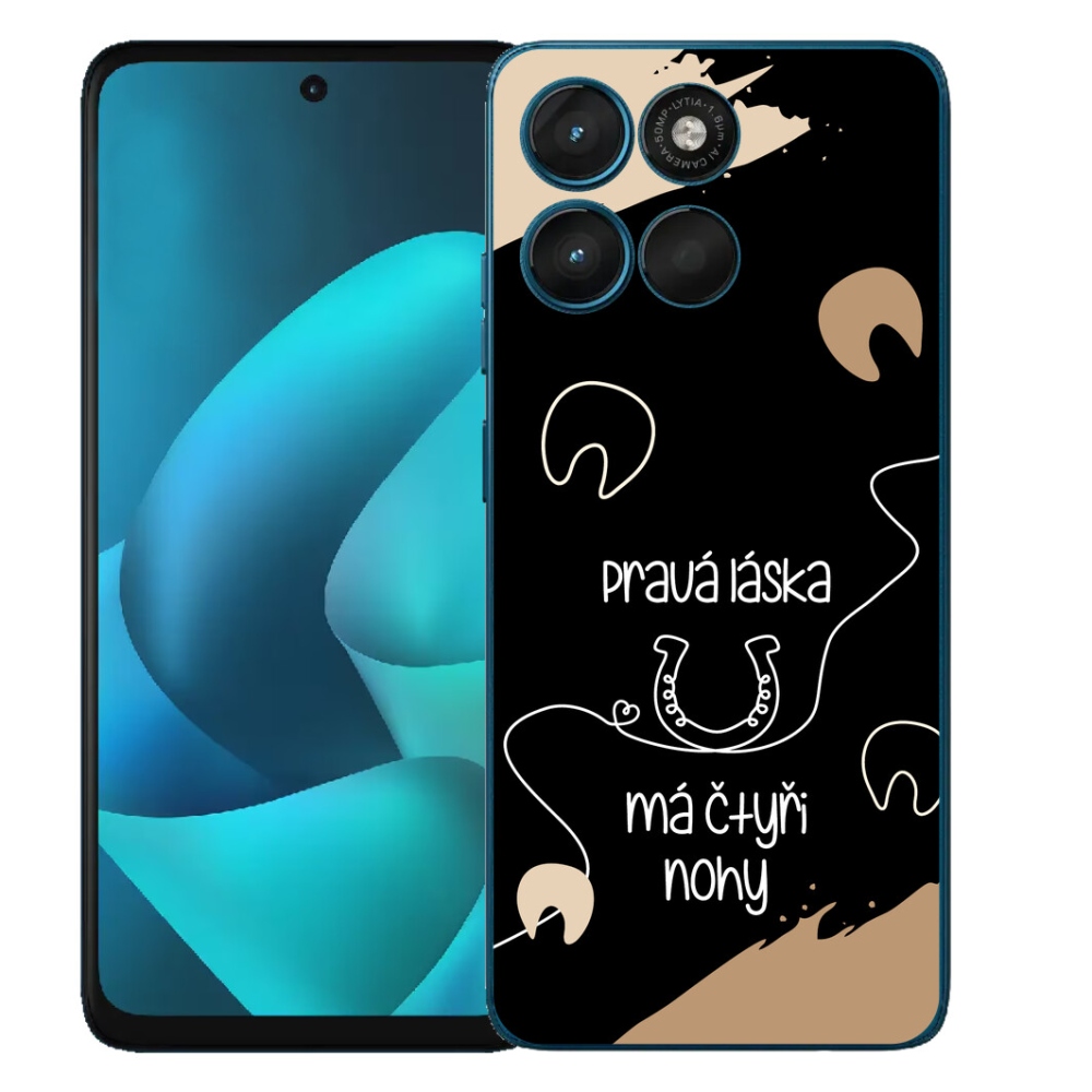 Gelový kryt mmCase na Motorola Moto G57 Power - koňský motiv černé pozadí