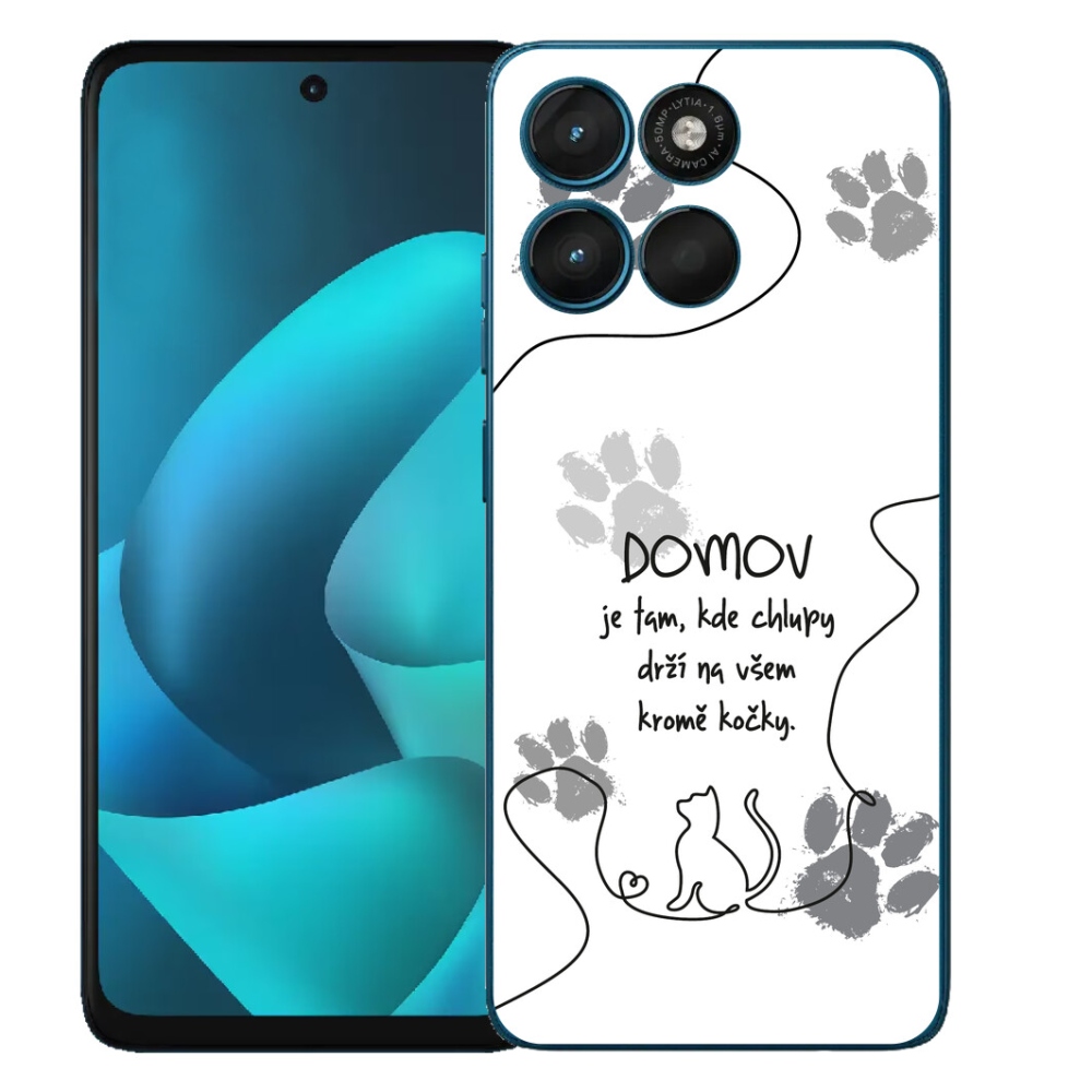 Gelový kryt mmCase na Motorola Moto G57 Power - kočičí motiv bílé pozadí