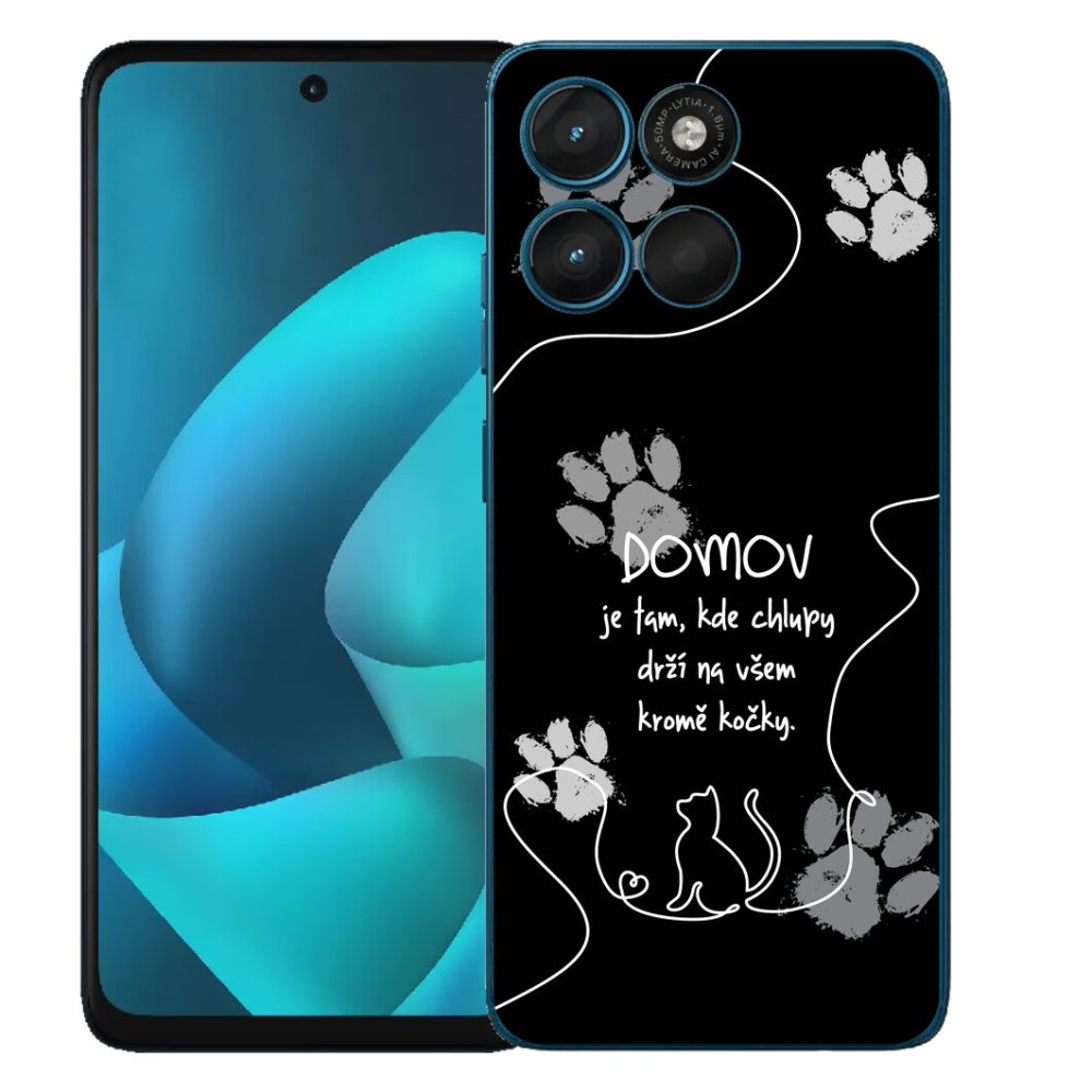 Gelový kryt mmCase na Motorola Moto G57 Power - kočičí motiv černé pozadí