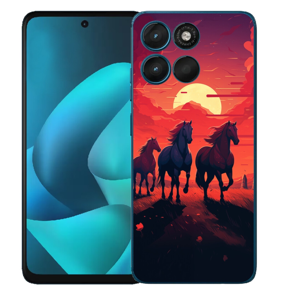 Gelový kryt mmCase na Motorola Moto G57 Power - koně a západ slunce