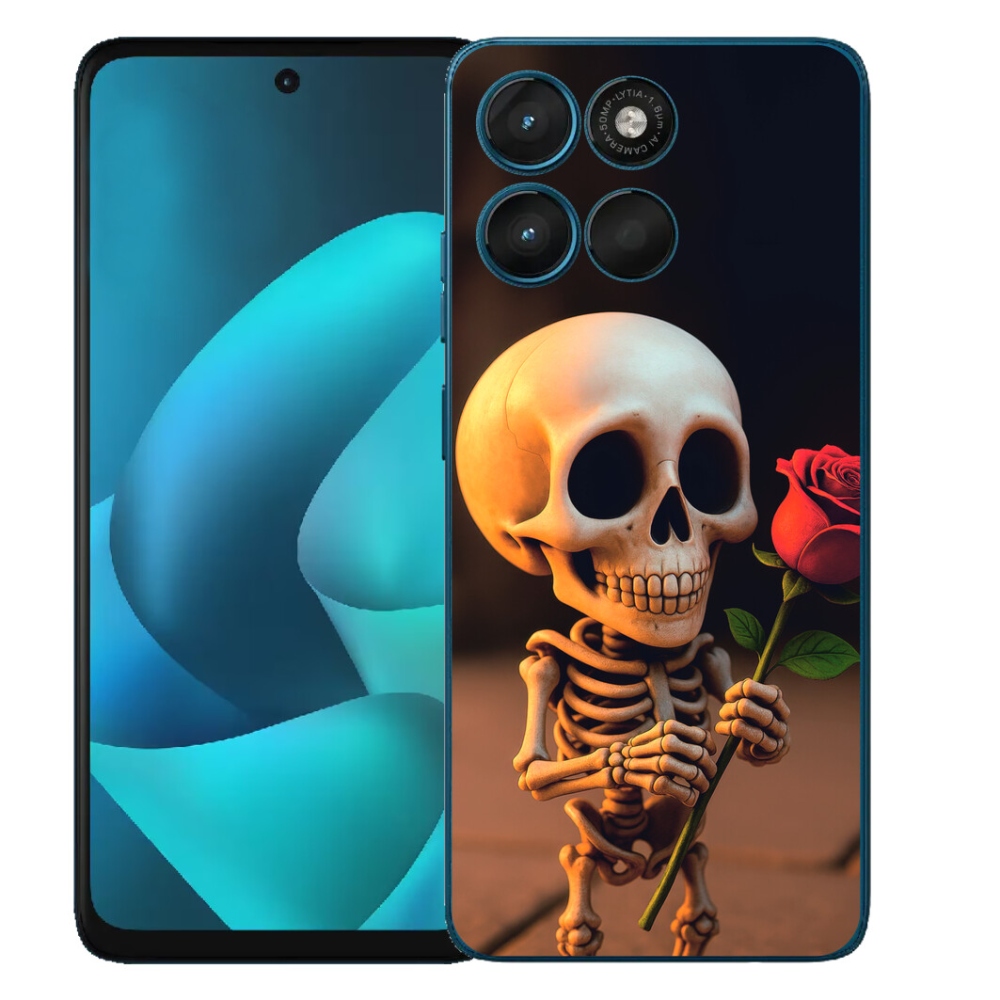 Gelový kryt mmCase na Motorola Moto G57 Power - kostlivec s růží