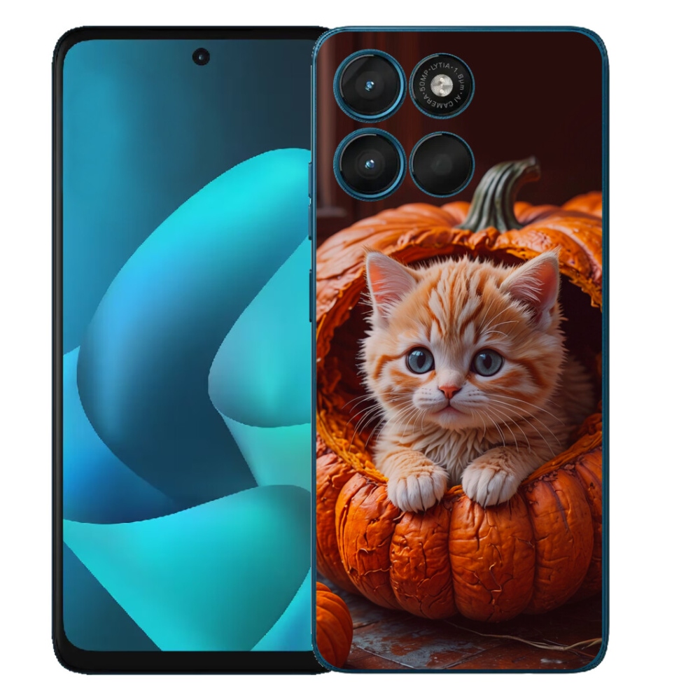 Gelový kryt mmCase na Motorola Moto G57 Power - kotě a dýně 2