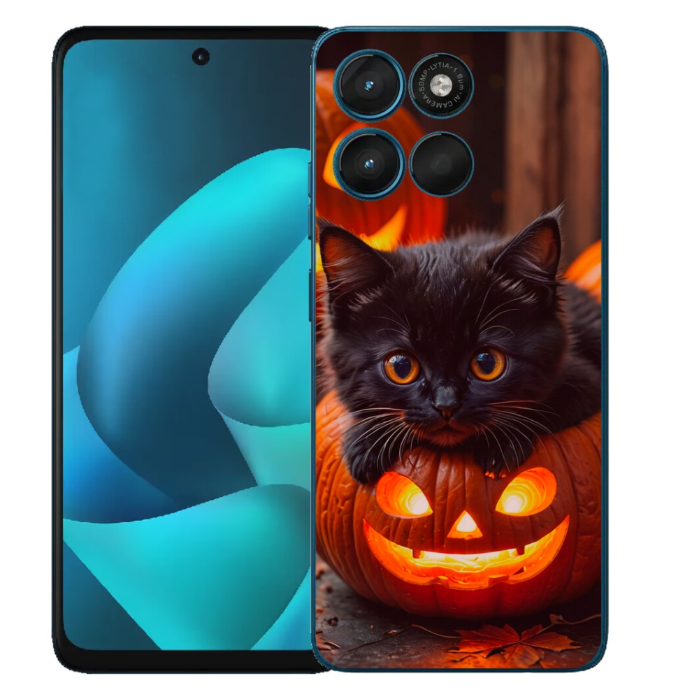 Gelový kryt mmCase na Motorola Moto G57 Power - kotě a dýně