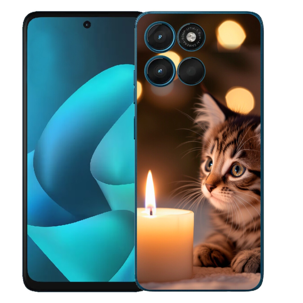 Gelový kryt mmCase na Motorola Moto G57 Power - kotě a svíčka