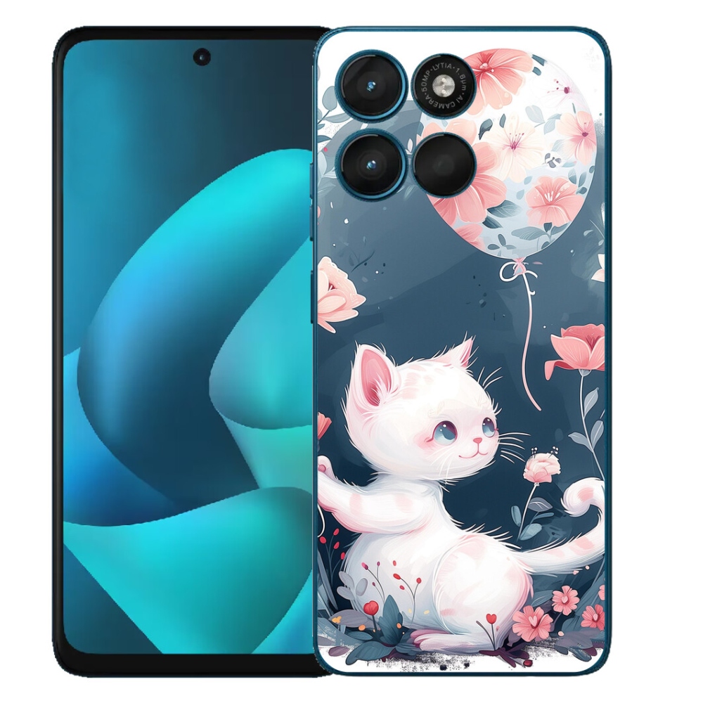 Gelový kryt mmCase na Motorola Moto G57 Power - kotě s balónkem