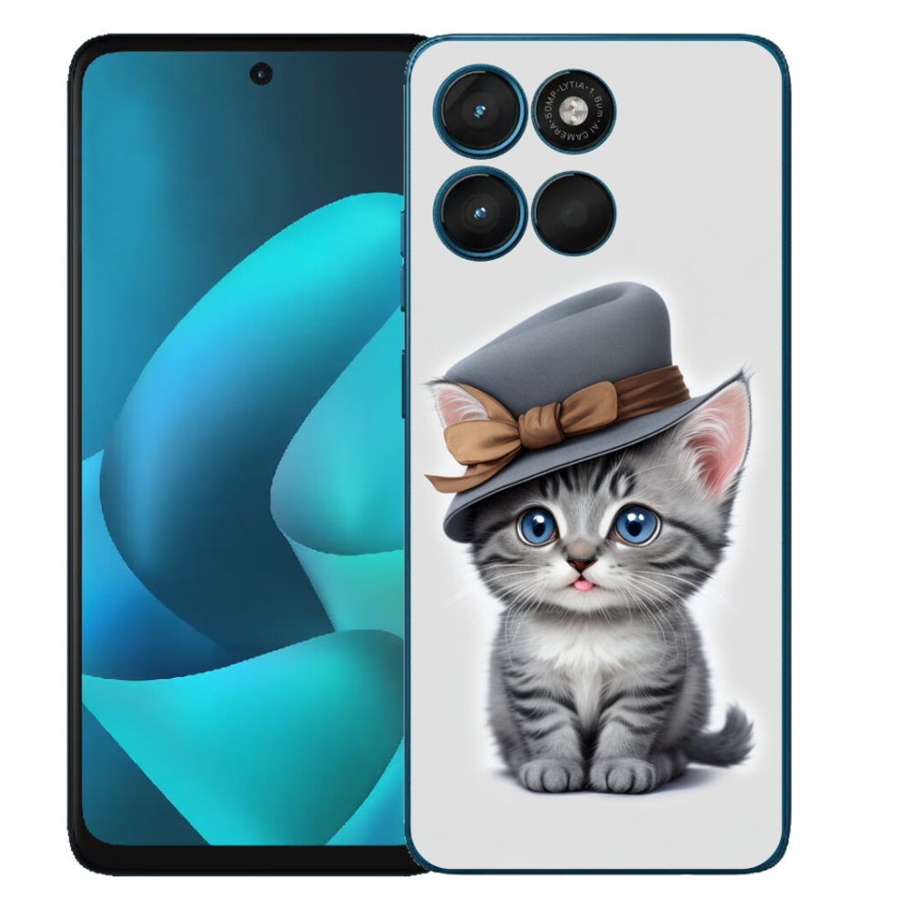 Gelový kryt mmCase na Motorola Moto G57 Power - kotě s kloboukem