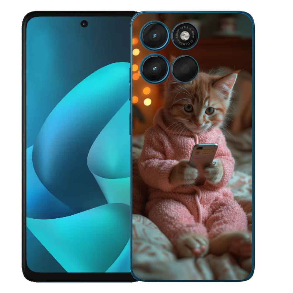 Gelový kryt mmCase na Motorola Moto G57 Power - kotě s mobilem