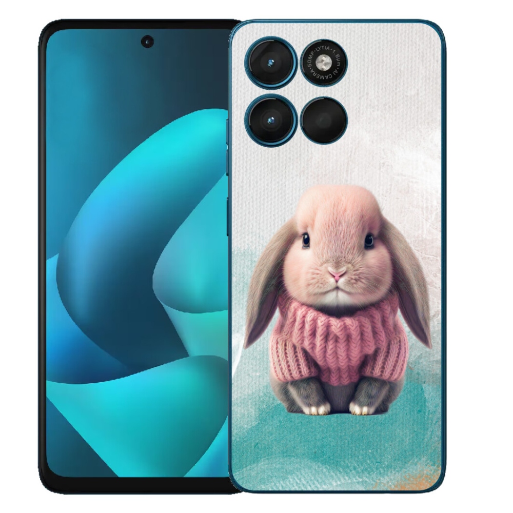 Gelový kryt mmCase na Motorola Moto G57 Power - králíček ve svetru