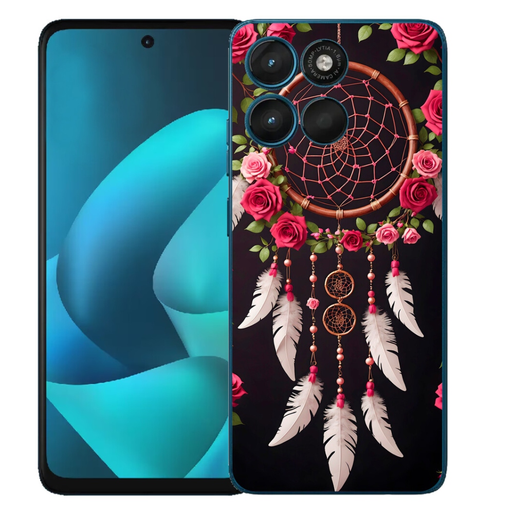 Gelový kryt mmCase na Motorola Moto G57 Power - lapač snů s růžemi