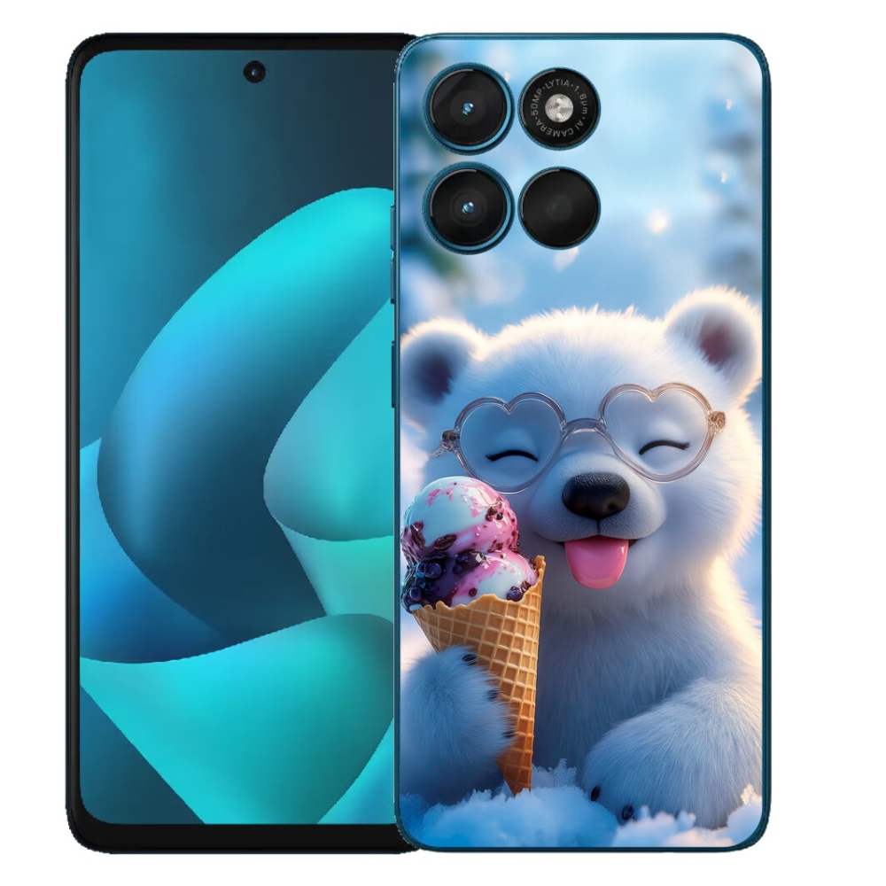 Gelový kryt mmCase na Motorola Moto G57 Power - medvídek se zmrzlinou