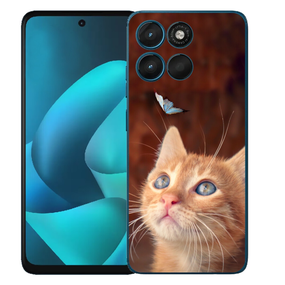 Gelový kryt mmCase na Motorola Moto G57 Power - motýl a kotě