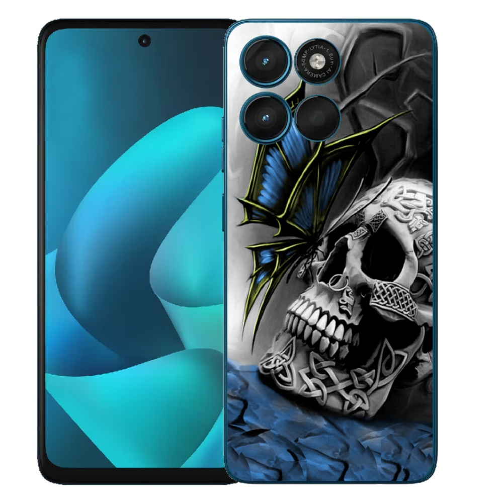 Gelový kryt mmCase na Motorola Moto G57 Power - motýl a lebka