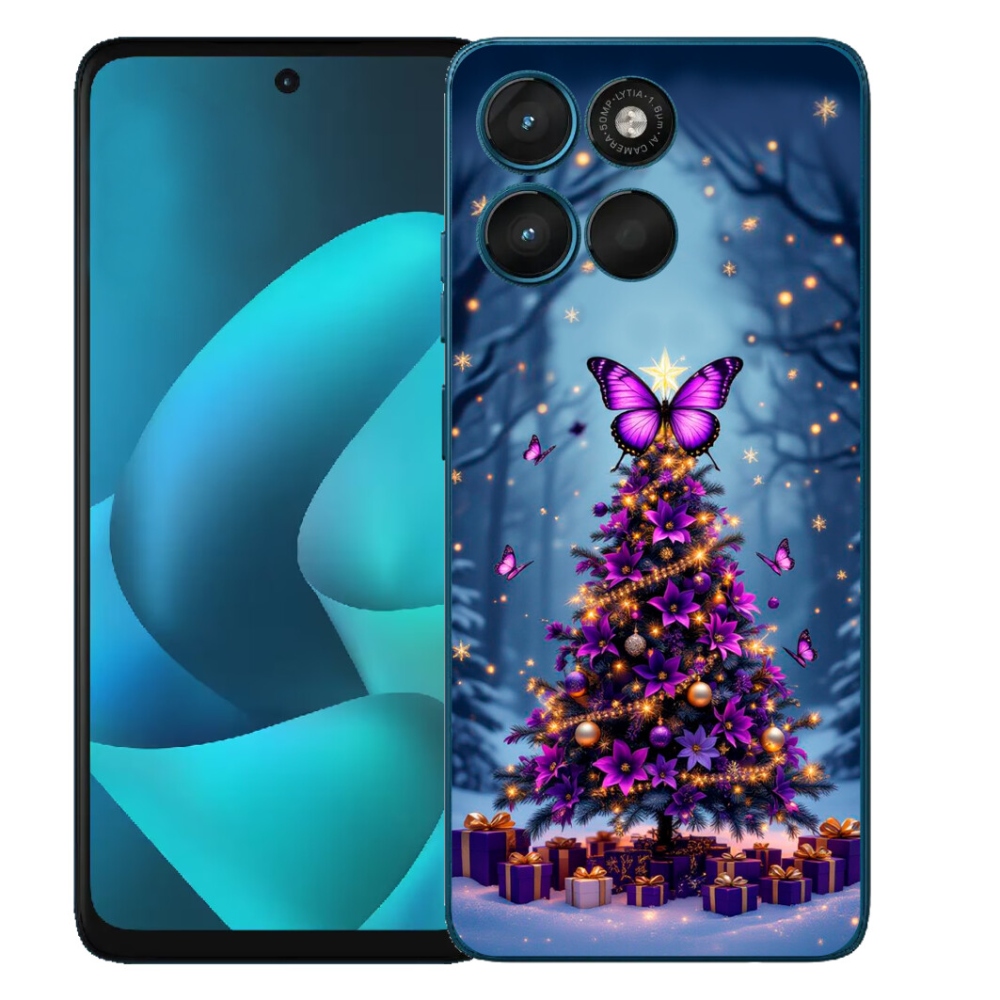 Gelový kryt mmCase na Motorola Moto G57 Power - motýlí vánoční stromek