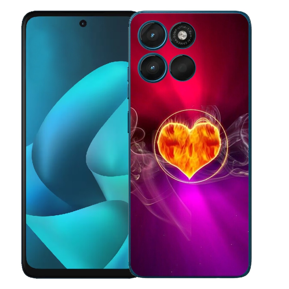 Gelový kryt mmCase na Motorola Moto G57 Power - ohnivé srdce