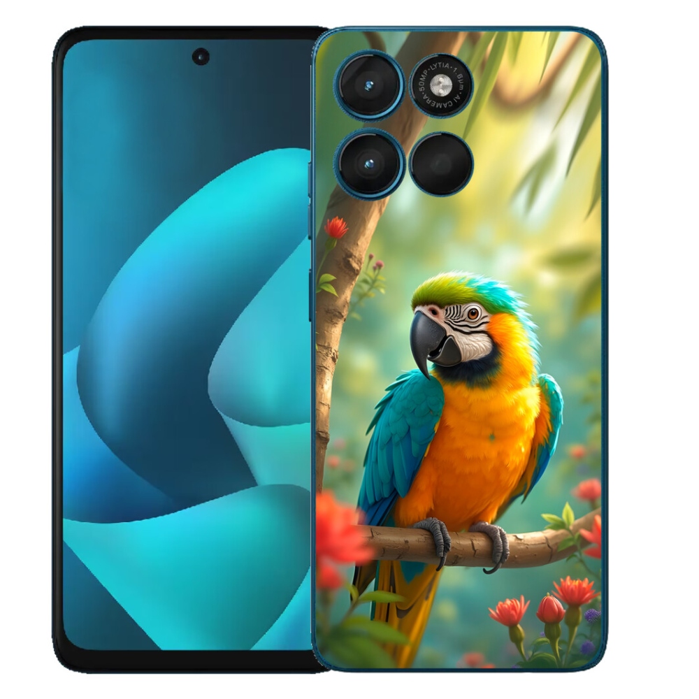 Gelový kryt mmCase na Motorola Moto G57 Power - papoušek ara modrožlutá