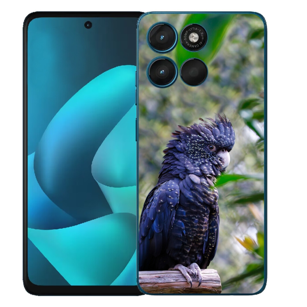 Gelový kryt mmCase na Motorola Moto G57 Power - papoušek kakadu černý