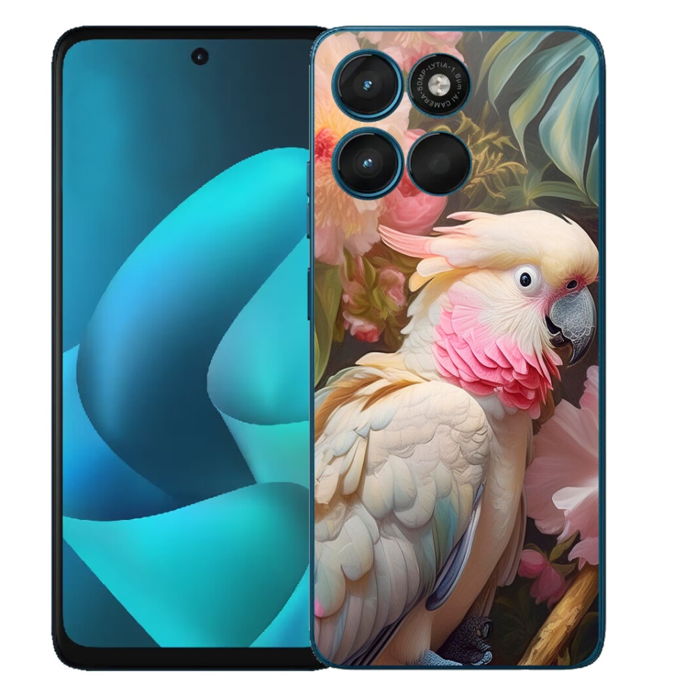 Gelový kryt mmCase na Motorola Moto G57 Power - papoušek kakadu růžový 2