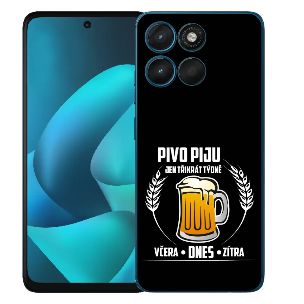 Gelový kryt mmCase na Motorola Moto G57 Power - pivní motiv černé pozadí