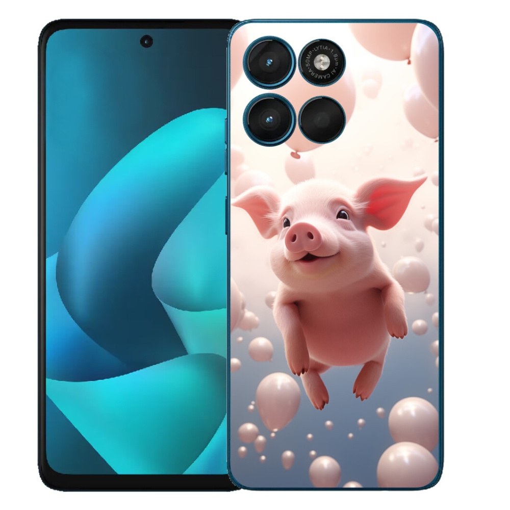 Gelový kryt mmCase na Motorola Moto G57 Power - prasátko s balónky