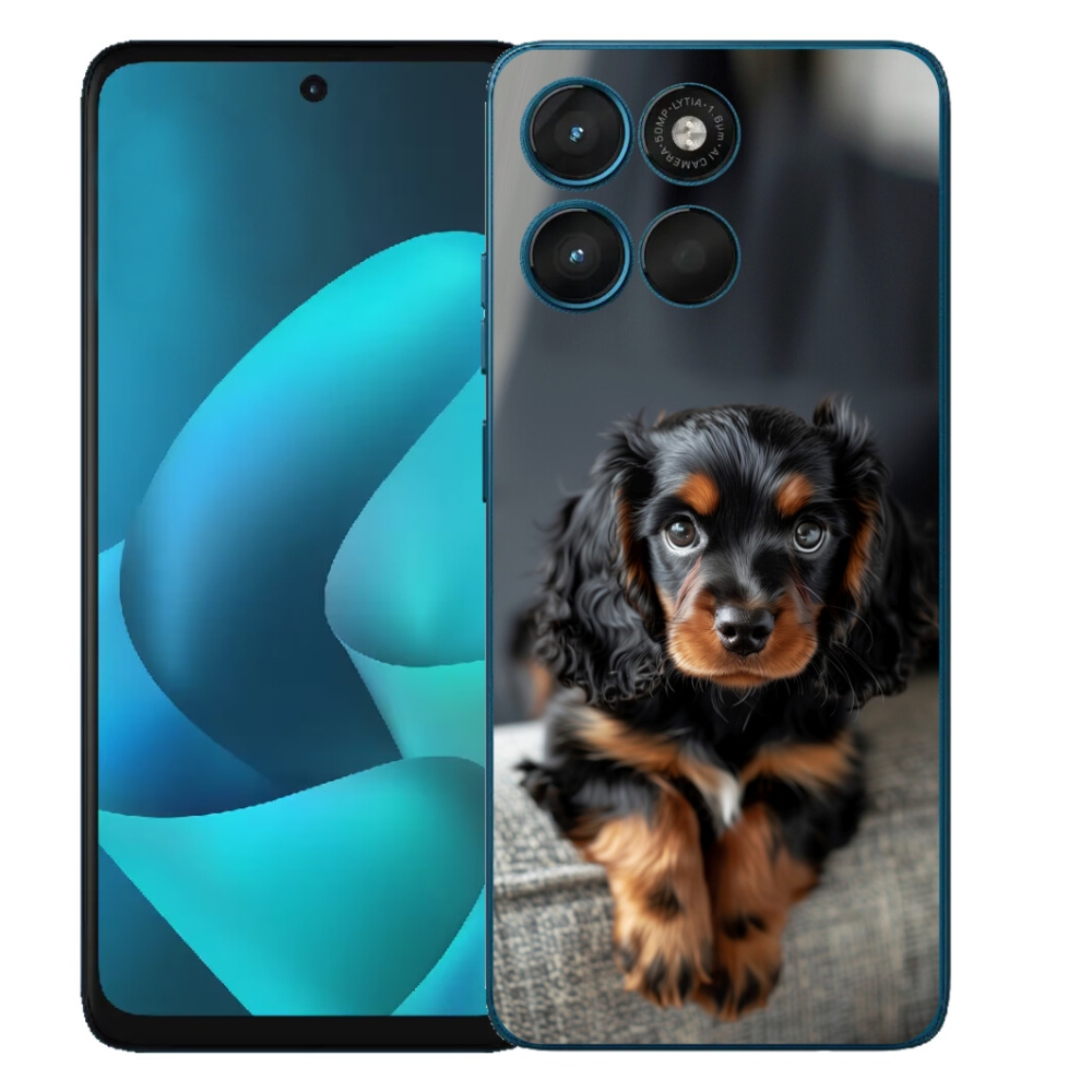Gelový kryt mmCase na Motorola Moto G57 Power - roztomilý dlouhosrstý jezevčík