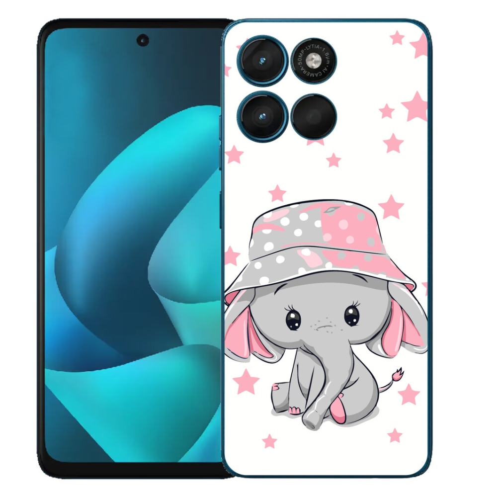 Gelový kryt mmCase na Motorola Moto G57 Power - růžový slon