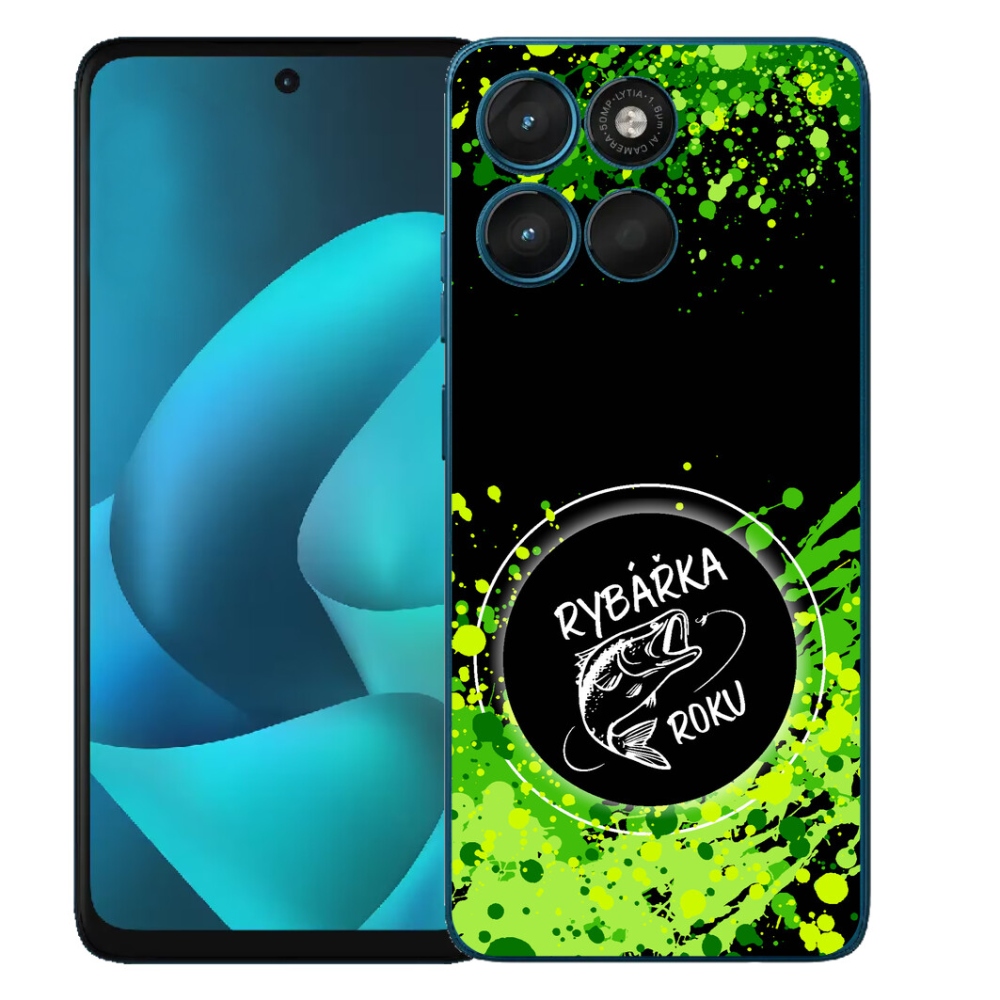 Gelový kryt mmCase na Motorola Moto G57 Power - rybářka roku černé pozadí