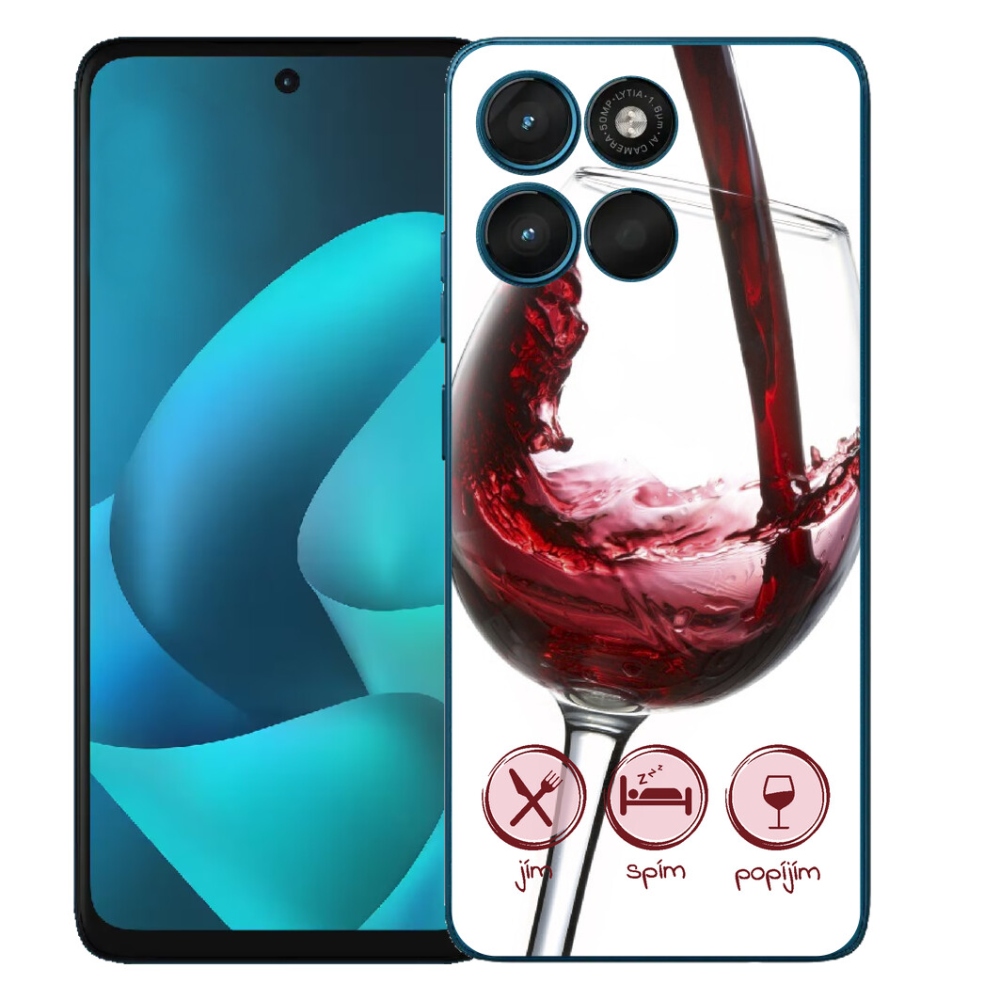 Gelový kryt mmCase na Motorola Moto G57 Power - sklenička vína červené