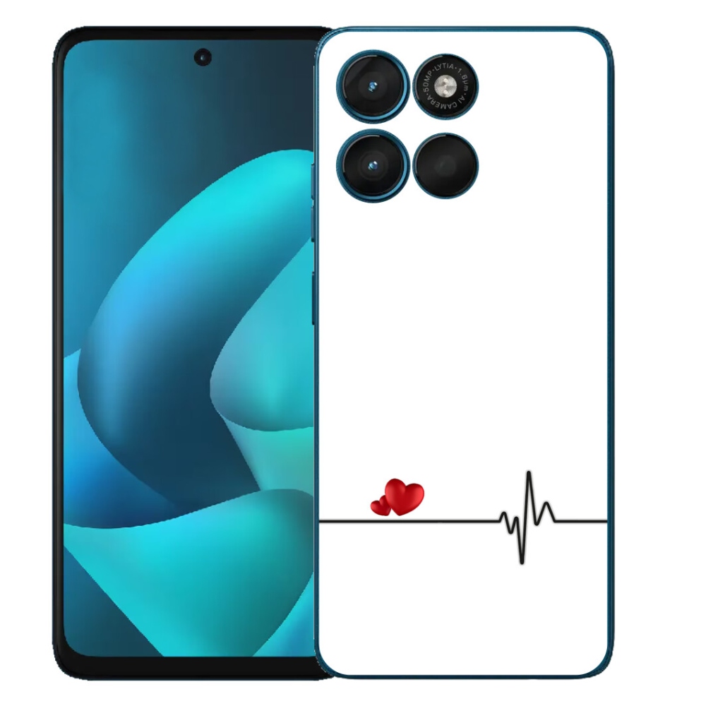 Gelový kryt mmCase na Motorola Moto G57 Power - srdce a tep bílé pozadí