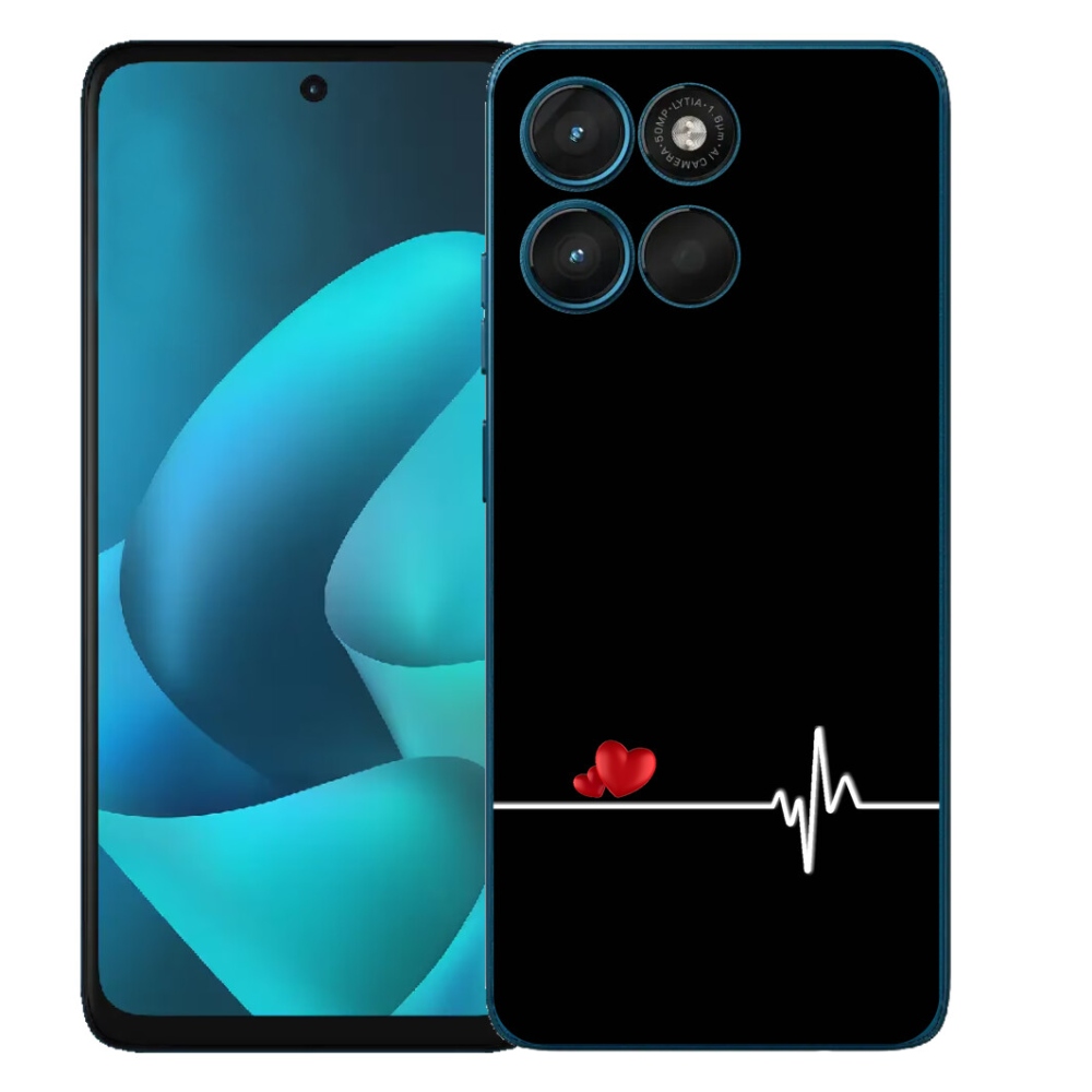 Gelový kryt mmCase na Motorola Moto G57 Power - srdce a tep černé pozadí
