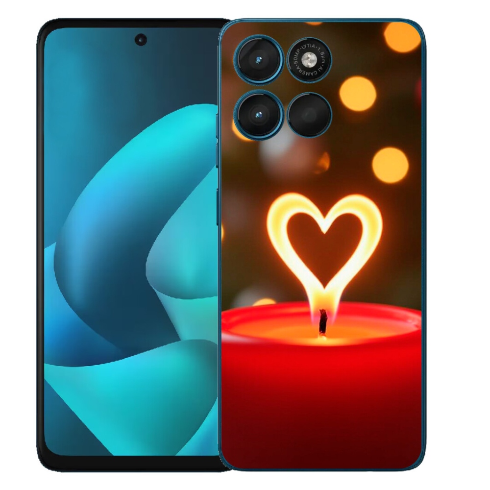 Gelový kryt mmCase na Motorola Moto G57 Power - srdce z plamene
