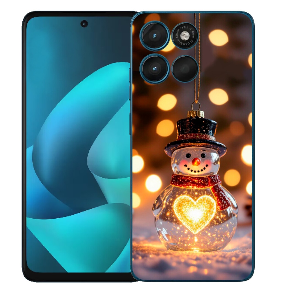 Gelový kryt mmCase na Motorola Moto G57 Power - svítící vánoční sněhulák