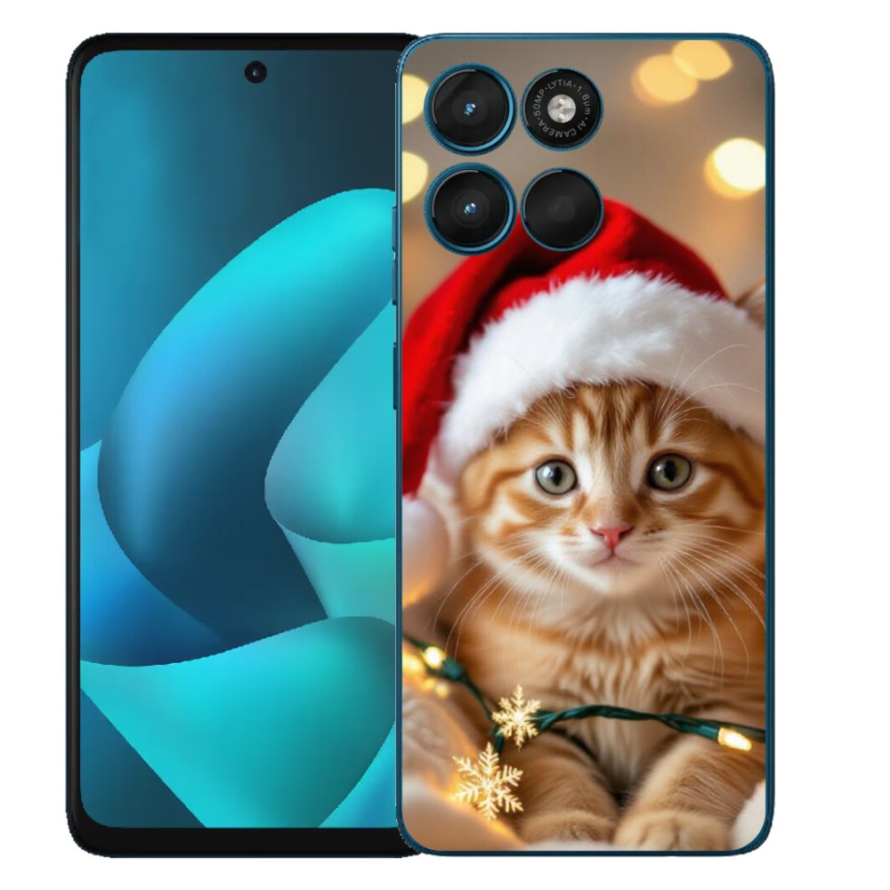 Gelový kryt mmCase na Motorola Moto G57 Power - vánoční kotě