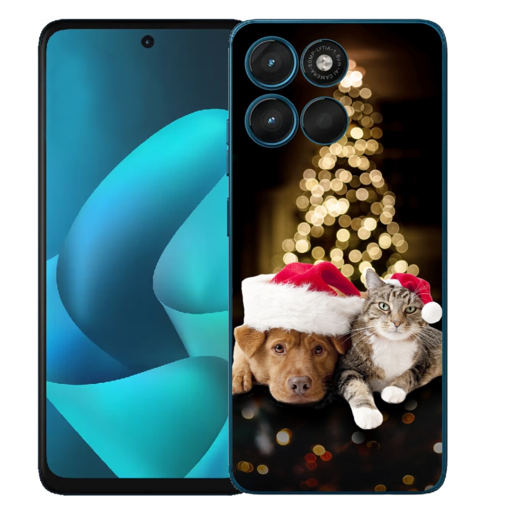 Gelový kryt mmCase na Motorola Moto G57 Power - vánoční pes a kočka