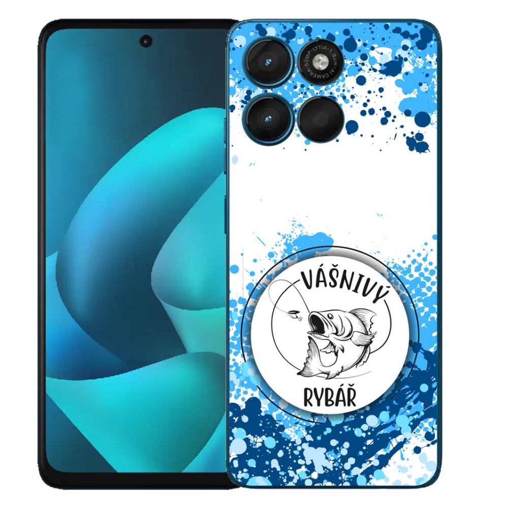 Gelový kryt mmCase na Motorola Moto G57 Power - vášnivý rybář bílé pozadí