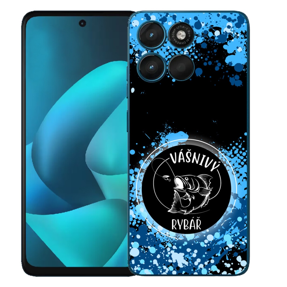 Gelový kryt mmCase na Motorola Moto G57 Power - vášnivý rybář černé pozadí