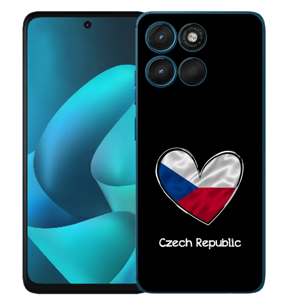 Gelový kryt mmCase na Motorola Moto G57 Power - vlajka srdce černé pozadí