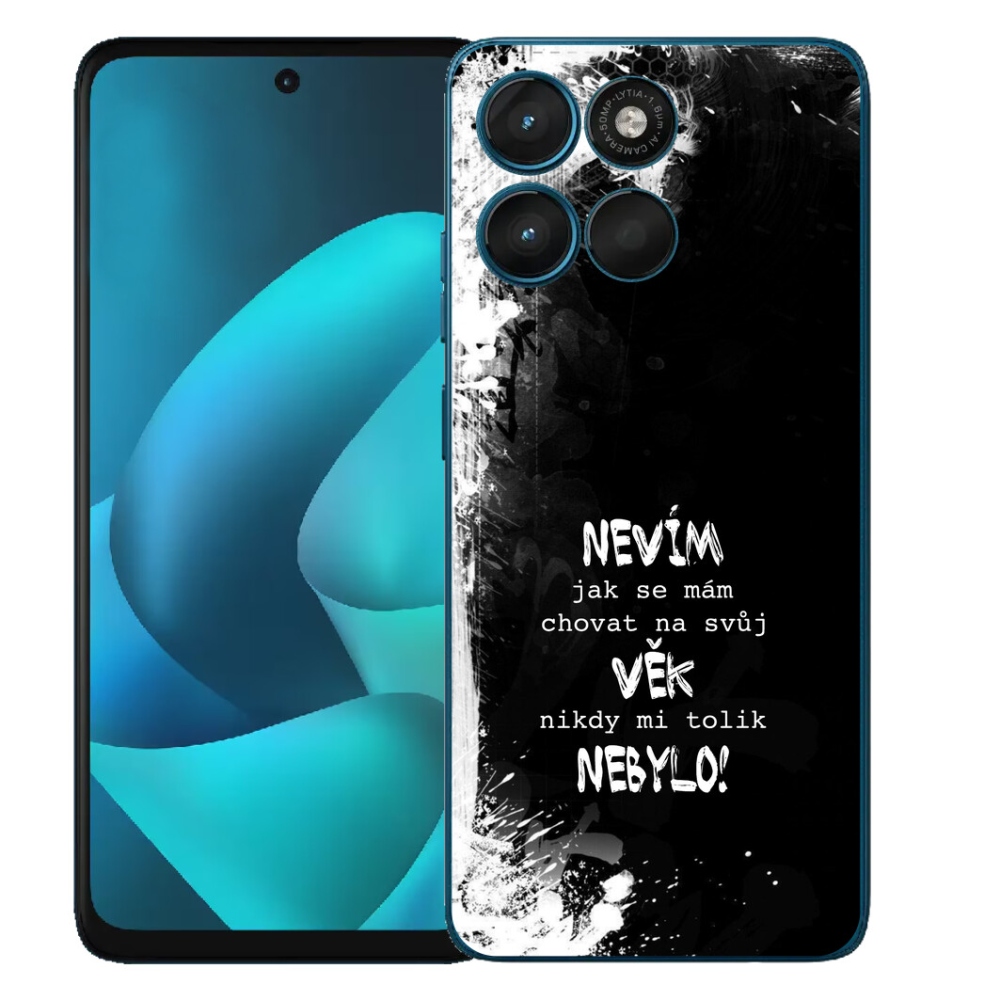 Gelový kryt mmCase na Motorola Moto G57 Power - vtipný text 14 černé pozadí