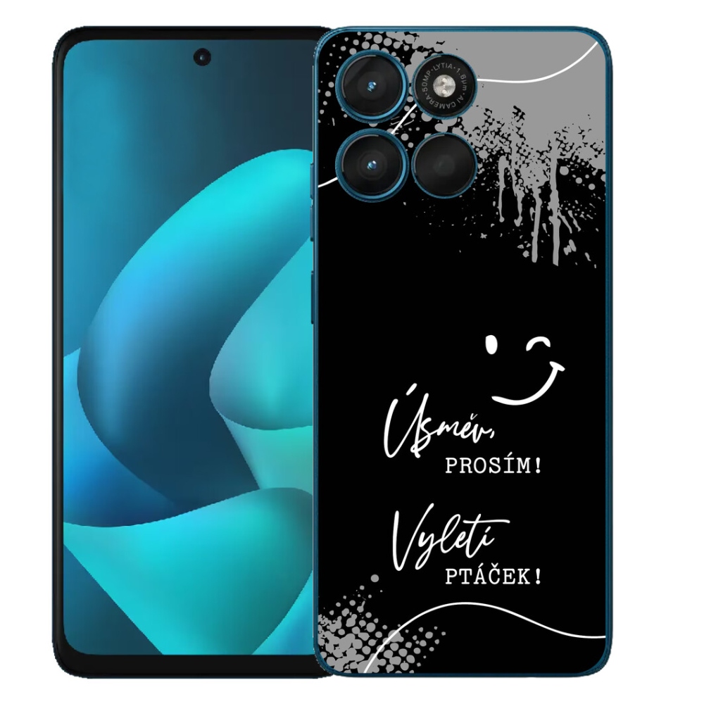 Gelový kryt mmCase na Motorola Moto G57 Power - vtipný text 4 černé pozadí