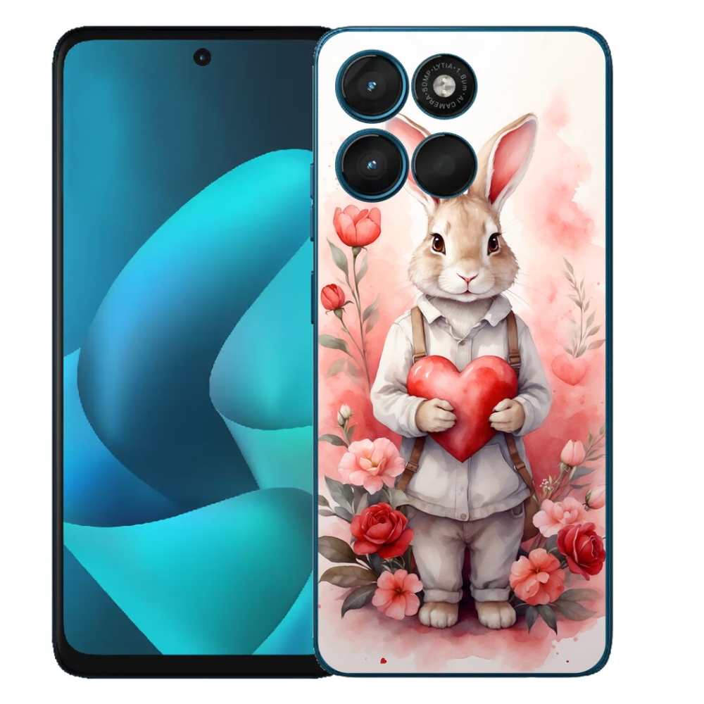 Gelový kryt mmCase na Motorola Moto G57 Power - zajíc se srdíčkem