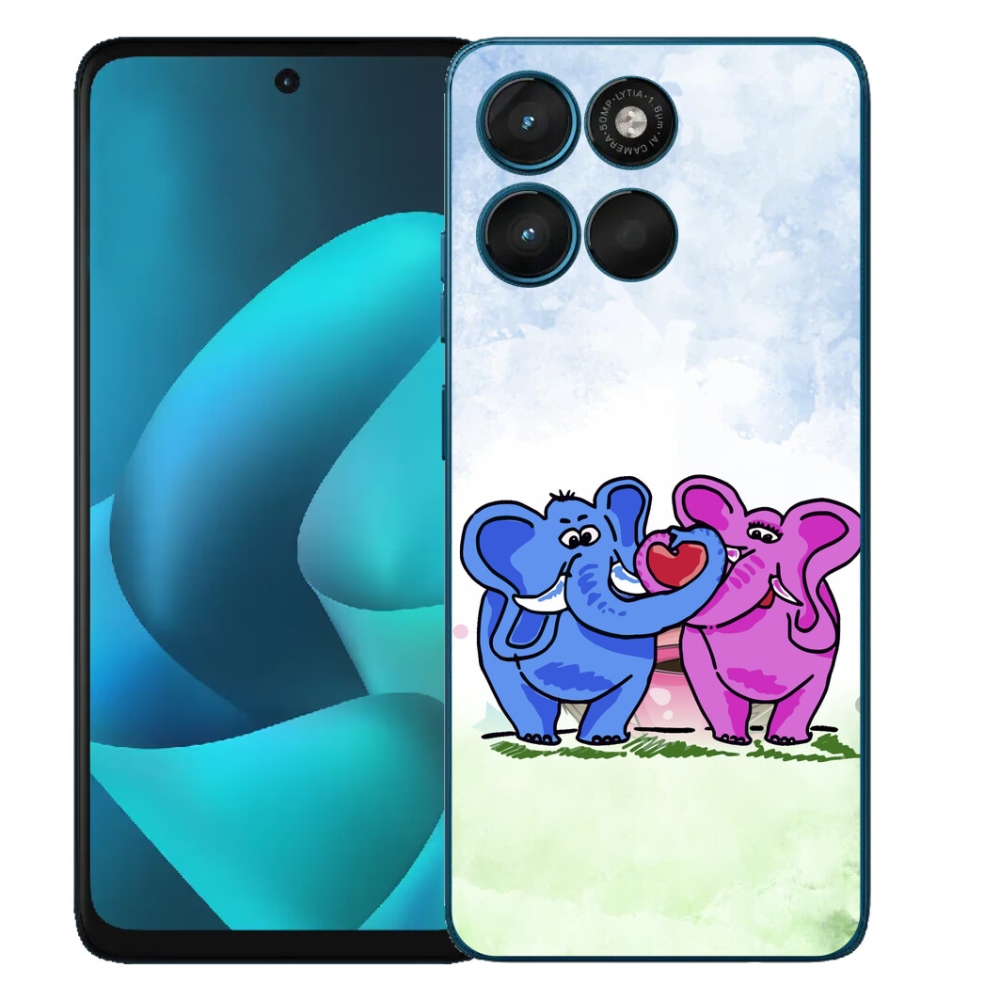 Gelový kryt mmCase na Motorola Moto G57 Power - zamilovaní sloni