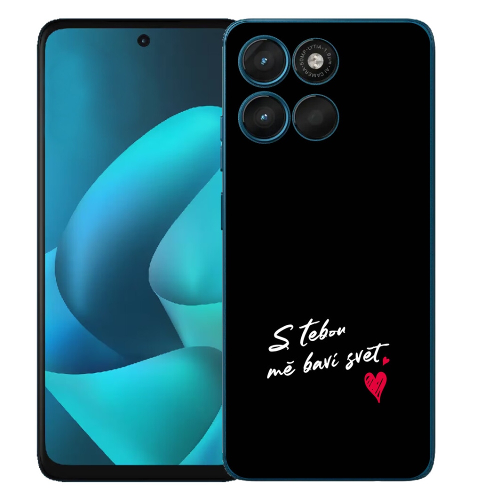 Gelový kryt mmCase na Motorola Moto G57 Power - zamilovaný text 1 černé pozadí