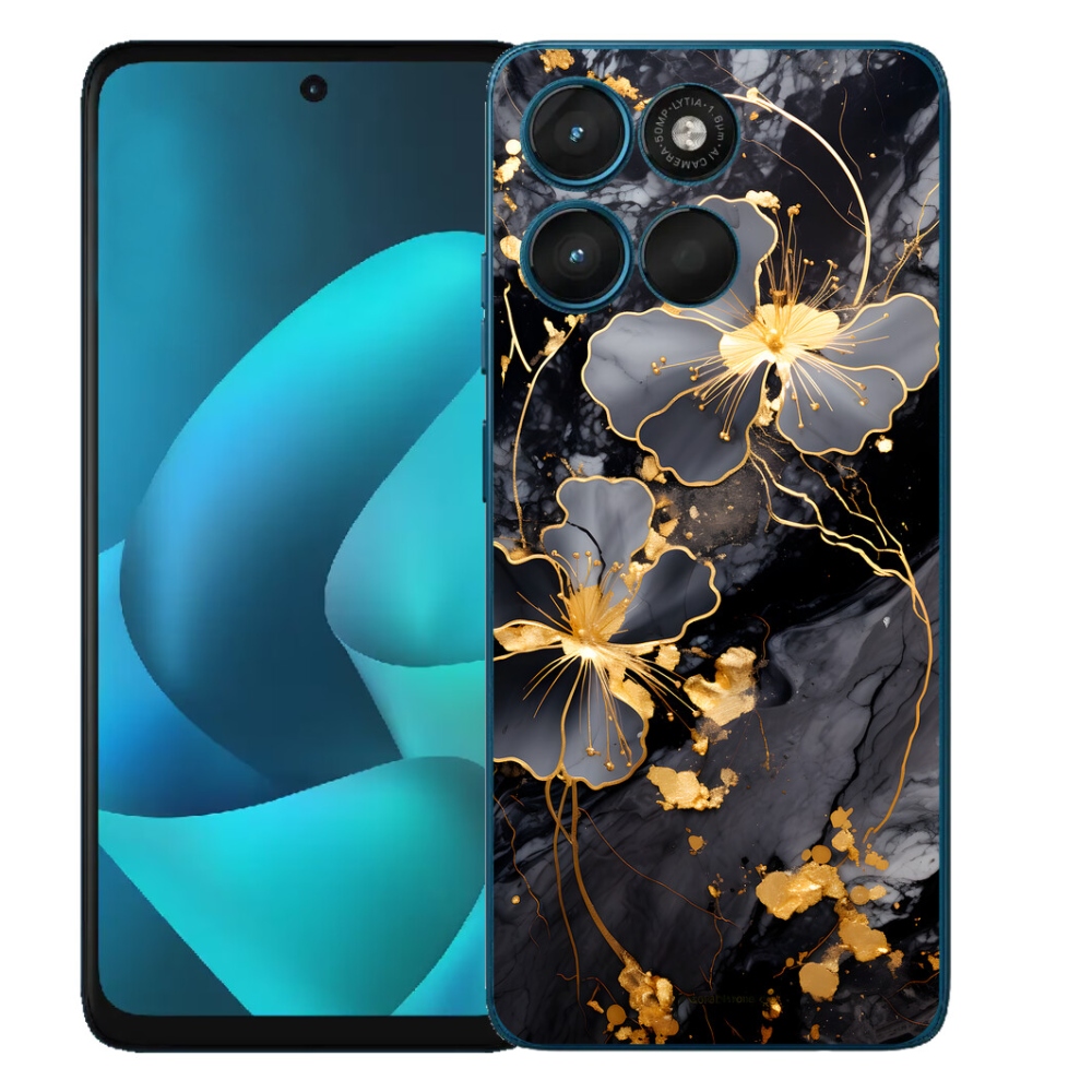Gelový kryt mmCase na Motorola Moto G57 Power - zlaté květy