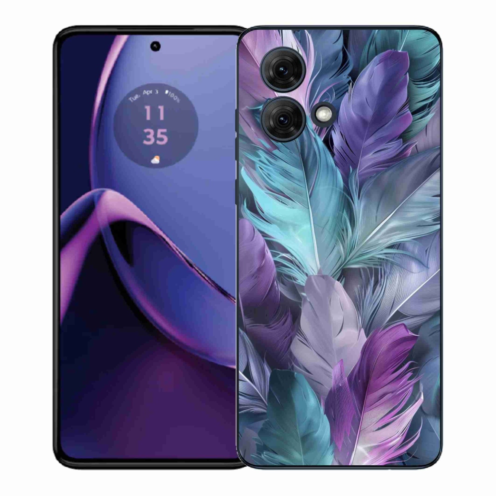 Gelový kryt mmCase na Motorola Moto G84 5G - barevné peří 2