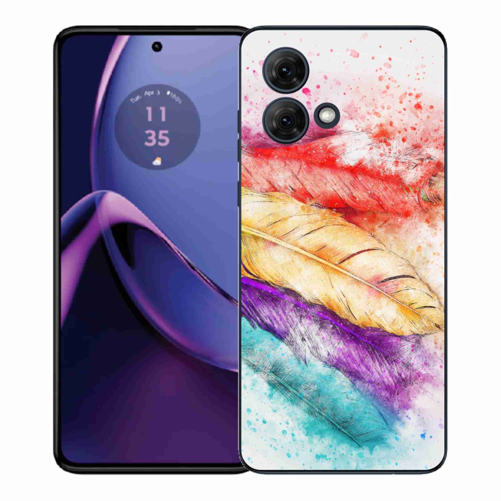 Gelový kryt mmCase na Motorola Moto G84 5G - barevné peří