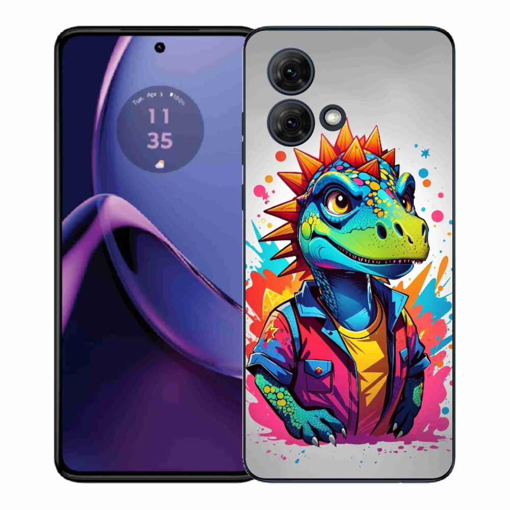 Gelový kryt mmCase na Motorola Moto G84 5G - barevný dinosaurus